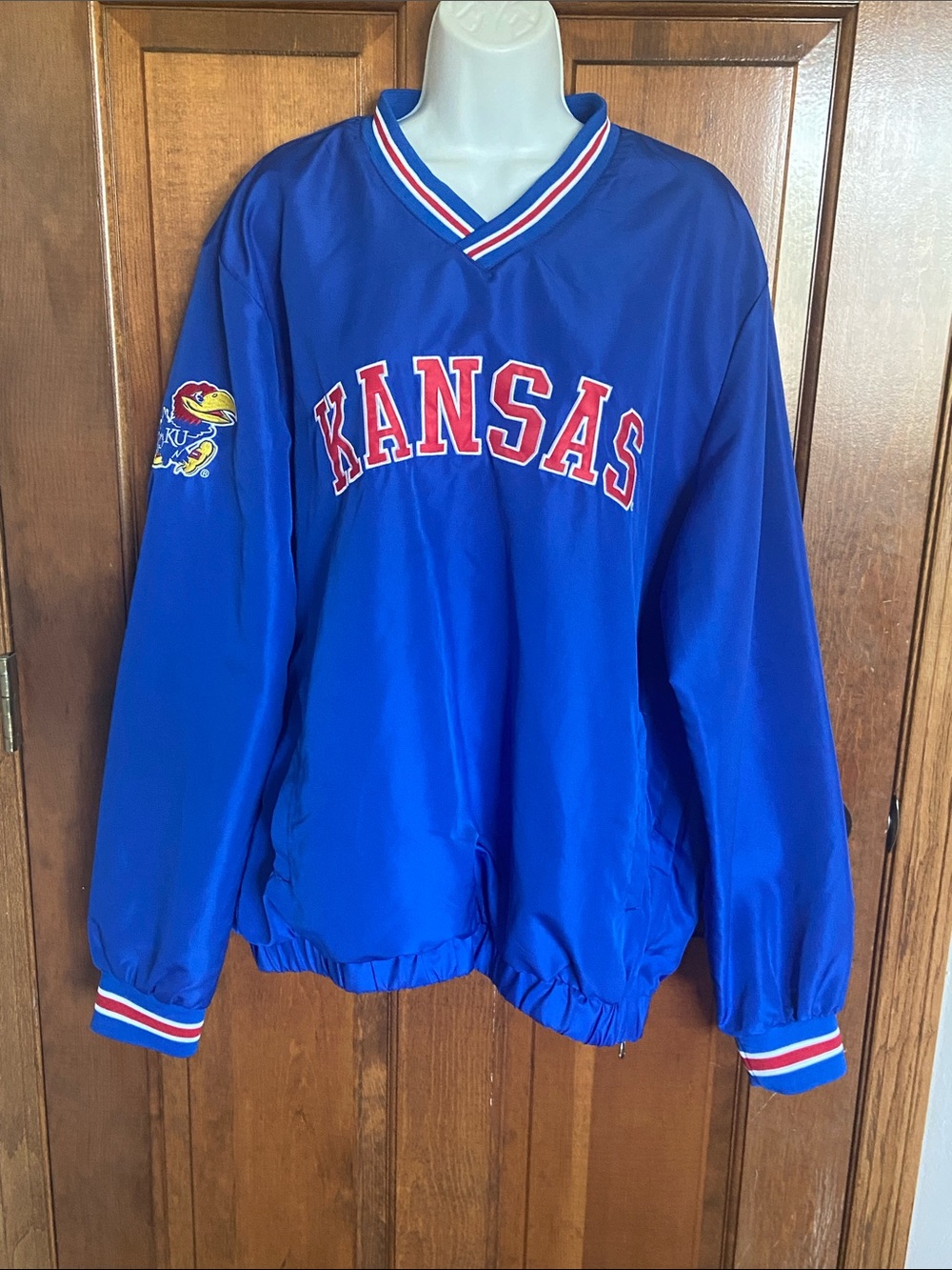 vintage Kansas Jayhawks V-neck windbreaker G-III Sports by Carl Banks Size Large